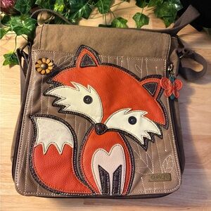Chala Fox Crossbody Messenger Bag Tablet Compartment Canvas Leather (vegan)